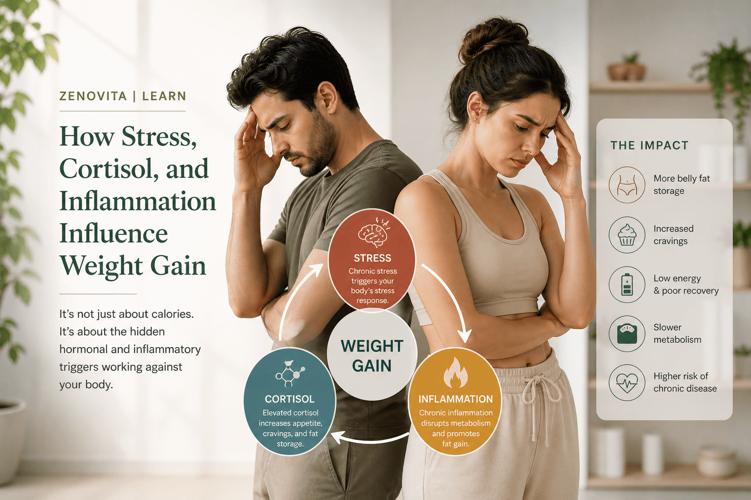 How Stress, Cortisol, and Inflammation Influence Weight Gain